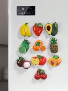 10 piezas/1 pieza 2,28 * 1,18 pulgadas Imanes de refrigerador con diseño de frutas como cerezas, aguacates, fresas, limones y melocotones para decoración personalizada del hogar, decoraciones navideñas y decoración del dormitorio