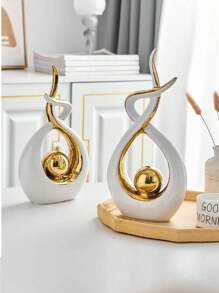 1PC White Silver Home Decor Accent Ceramic Statue Abstract Sculptures Centerpieces Mid Century Modern Decor For Tables Coffee Table Top Decorations For Living Room Desktop Shelf Dining Room Kitchen,Suitable For Home Decor, Bedroom Decor, Office And Students, The Best Christmas Gift,Wintertime Valentine's Day Gift,Decorative Items For Eid Al-Fitr In The Middle (Please Confirm Whether The Product Size Is Suitable Before Purchasing)