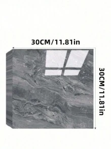 14 件黑色/白色/灰色大理石图案光泽瓷砖贴纸，防水墙面装饰铝复合壁纸，即撕即贴家居浴室装饰浴室地毯地毯秋季装饰浴室配件