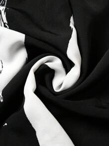 Women's Casual Loose Design Unique Ink Print High-End Slimming Skirt - Black - View 5