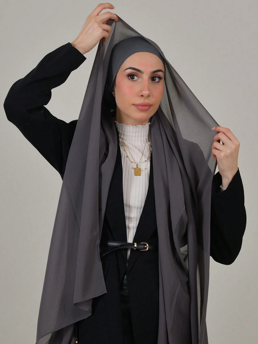1 pièce Écharpe cache-cou classique et décontractée en mousseline de soie pour femmes, couleur unie en matériau modal confortable et respirant. Écharpe multifonction pour le port quotidien avec des robes