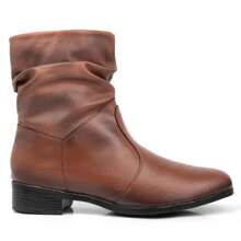 Women's Accordion Boot Wrinkled Short Shaft Luxurious Comfortable New Winter - Coffee Brown - View 3