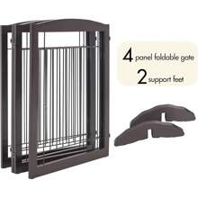 Extra Wide Dog Gate Freestanding Pet Gate For Dogs,Foldable Puppy Fence With Support Feet Suitable For Doorway, Stairs,98 In Wide 32 In Tall (4-Panel,Espresso) - Espresso - View 5