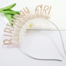 1pc, Colorful Birthday Headband For Women Glitter Birthday Headband Hair Hoop For Party Decoration Handmade Hair Accessories - Multicolor - View 9