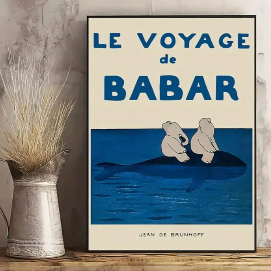 1 PC Elephant And Whale Blue Ocean Canvas Print Poster - Modern Art. Ideal For Living Room And Bedroom Wall Decorations, Elegant Unframed Gifts, Beautiful Room Decorations