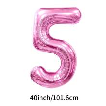 40 英寸大数字气球，铝箔聚酯薄膜大数字气球，适用于生日派对用品装饰， - 粉色 - 查看 11