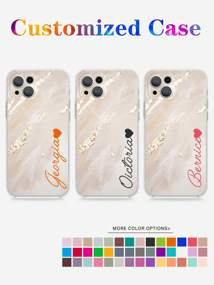 Personalized Marble Letter Signature Phone Case Compatible With Iphone 15, 14, 13 Pro Max, Customized Phone Case Compatible With Samsung Galaxy S23, S22 Ultra, Pixel 7, Unique Phone Case With Letter Name, Customizable Name & Font Color
