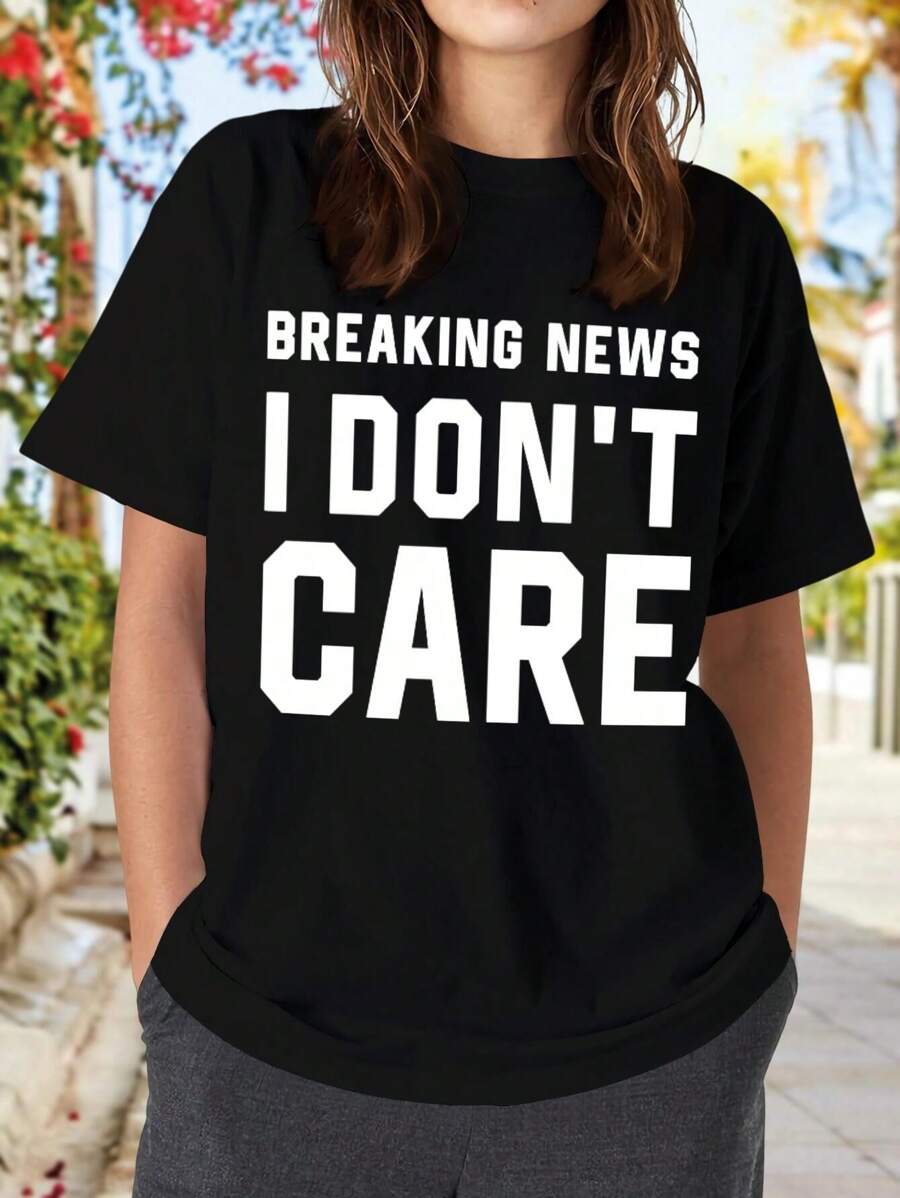 Breaking News I Don't Care Hoodie - Funny Graphic Sweatwomen Shirt With Cozy Kangaroo Pocket For Casual Comfort - Black - View 1