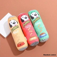 1pc Potato Chip Bucket Shaped Pet Plush Chew Toy, Made Of Tear Resistant Soft Plush Material, Suitable For Dogs And Other Pets To Play Indoors And Outdoors - Multicolor - View 1
