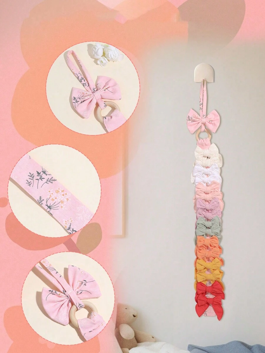 1 pièce Pince à cheveux en forme de nœud, support en tissu, convient pour les bébés filles. Accessoire de stockage doux en tissu pour les cheveux, rack mural pour cheveux, présentoir mural pour accessoires de cheveux pour enfants