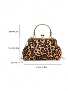 New Fashion Leopard Print Shell Shaped Crossbody Shoulder Handbag For Evening - Brown - View 3