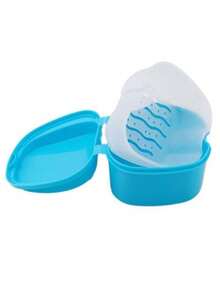 1 pièce Boîte de bain portable pour soins dentaires pour prothèses, nettoyage de fausses dents avec filet d'égouttage suspendu. Boîte de rangement pour le bain des fausses dents, en forme de pomme avec filtre à mailles - support de prothèse transparent et boîte de rangement pour des soins bucco-dentaires faciles
