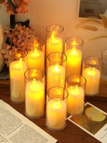 1pc Flickering Flameless LED Candle Light With Batteries, Dancing Flame Wick Electronic Candle, Ideal For Wedding, Dining Table, Birthday, Party,Festival Decoration,Christmas Indoor Table Decor Candle Light