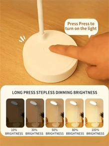 1 pieza Lámpara de escritorio LED redonda con protección ocular, carga USB, ajuste de 3 colores, plegable y portátil para estudiantes, adecuada para dormitorio, estudio, dormitorio universitario, iluminación de oficina