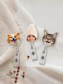 1pc Customized Key Chain Badge Reel - Personalized Photo (Pet, Baby, Star, Company Logo) Acrylic Retractable Badge Reel, Interesting Photo Badge Reel, Suitable For All Seasons - Customized Pet Badge Reel - Nurse Badge Reel With Photo - Campus Badge Reel - Transparent - View 9