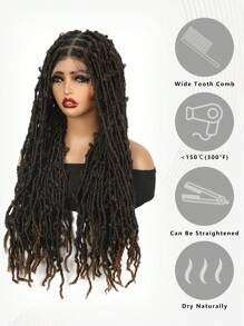 狂欢节新年礼物 30 英寸全蕾丝 Nu Locks 卷曲辫子合成蕾丝假发编织辫子带婴儿头发编织假发黑色至深棕色适合女性日常生活和节日派对穿着音乐节 - 彩色 - 查看 7