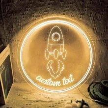 1 件可爱定制霓虹灯标志，卡通小火箭定制名称霓虹灯用于墙壁装饰，LED 霓虹灯标志美学房间装饰男孩和女孩霓虹灯标志适用于卧室、沙龙、婚礼派对粉色霓虹灯名称标志 - 彩色 - 查看 4