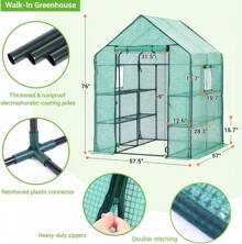 Ohuhu Greenhouse For Outdoors With Screen Windows, Walk In Plant Greenhouses Heavy Duty With Durable PE Cover, 3 Tiers 12 Shelves Stands Plastic Portable Green House With Shelf Clips