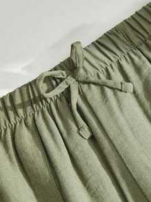 Teen Girl Flowy Loose Vacation Style Wide Leg Pants, Spring/Summer - Hunter Green - View 4