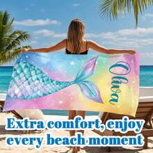 个性化沙滩巾个性化名字浴巾，适合女性、男性、妈妈、爸爸、男朋友、女朋友、最好的朋友、女儿、儿子的礼物，超柔软超细纤维，快干且无沙，非常适合旅行、瑜伽、露营和游泳 - 可机洗，女性情人节礼物生日男朋友女朋友 - 彩色 - 查看 9