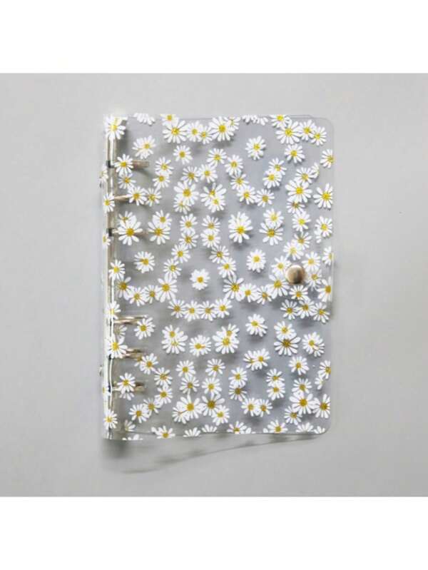 Transparent PVC A5/A6/A7 Notebook Cover With Cute Daisy Decoration, Loose-Leaf Binder,Back To School,School Supplies
