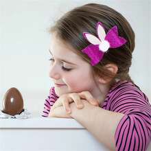 Easter Hair Clips For Girls Glitter Bunny Ears Chick Carrot Hair Clips Barrettes Toddler Easter Hair Accessories - Nơ tai thỏ màu đỏ hồng - Xem 4