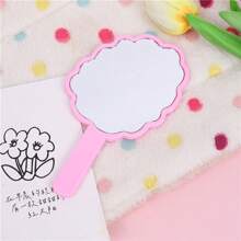 1pc Handle Mirror Cable Silicone Small Mirror Portable Silicone Handheld Mirror Small Gift For Family And Friends