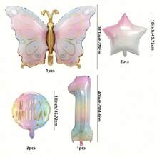 Bộ 6 bóng bay chủ đề bướm, bóng bay lá kim loại hình ngôi sao 40 inch, bóng bay lá kim loại hình bướm Macaron, thích hợp để trang trí tiệc sinh nhật, không cần điện - Nhiều màu - Xem 3