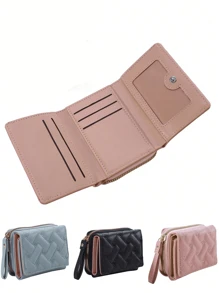 Woman Card Holder Small Ladies Purses Mini Clutch Card Holder Trifold Short Purse Wallet Small Pink