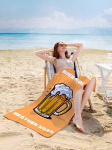 1pc Customized Beach Towel, Quick Dry Swimming Towel, Comfortable Beach Towel, Fashion Pool Towel, Customized Name, Beer, Cute, Fun, Lovely Yoga Mat, Beach Accessory, Mother's Day Must-Have Holiday Gift, Birthday, Children's Day, Father's Day, Graduation, Wedding, Housewarming, Bathroom, Living Room, Bedroom, Home,Women Valentine Gift Birthday Boyfriend Girlfriend