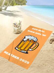 1pc Customized Beach Towel, Quick Dry Swimming Towel, Comfortable Beach Towel, Fashion Pool Towel, Customized Name, Beer, Cute, Fun, Lovely Yoga Mat, Beach Accessory, Mother's Day Must-Have Holiday Gift, Birthday, Children's Day, Father's Day, Graduation, Wedding, Housewarming, Bathroom, Living Room, Bedroom, Home,Women Valentine Gift Birthday Boyfriend Girlfriend