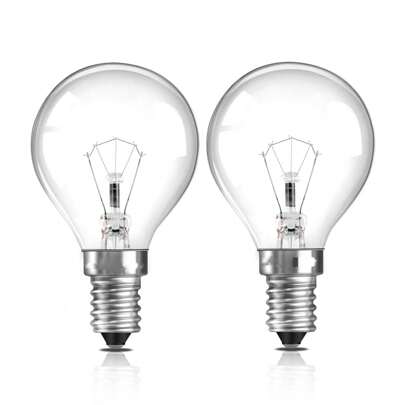 E14 蜡加热器灯泡 25W，Scentsy 加热器灯泡可调光蜡燃烧器灯泡 230V，2700K 暖白色 G45 小型爱迪生螺口灯泡，适用于蜡熔炉、烤箱灯，最高可达 300°C，2 个装