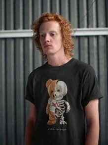 Camiseta Oversized Algodão Masculino Confortável Estampada Teddy2