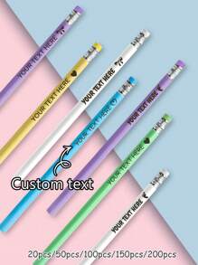 LICVIC 5/10/20/50/100/200 Pcs Custom Engraving Text Pencils, Personalized Pencils For Kids, Customized Pencils Personalized Bulk, Multi-Functional, Ornamental, Letter, Stylish, Modern, Colorful, Cute, Adorable, Casual, Custom, Personalized, Unique, Customized, Baby Gifts, Ideal Gifts For Him, Ideal Gifts For Her, Son, Daughter Back To School,Kids,Urban Gala,Modern,Colorful,Cute - Style a - View 3