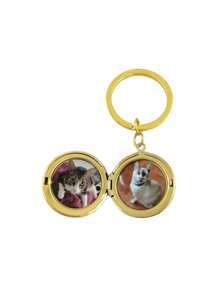 1pc Customized Round Photo Keychain With Personalized Picture Of Her, Her Dog And Cat, Commemorative Keychains With Animal Portrait, Suitable For Autumn/Winter - Multicolor - View 7