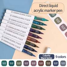 Set de 9 marqueurs de peinture acrylique, pointe souple grande capacité, macaron minimaliste, gris, marron, coloré, noir, convient pour les livres de coloriage, la peinture d'étudiants, le dessin de bandes dessinées, l'art sur papier non transparent, le graffiti DIY, les crayons de couleur, les pierres, le verre, la céramique, les métaux, 126 couleurs disponibles, indispensable pour la rentrée scolaire - Multicolore - Voir 26