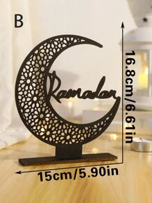 1pc Wooden Crescent Moon & Star Decor, Minimalist Home/Farmhouse/Bedroom Tabletop Decoration