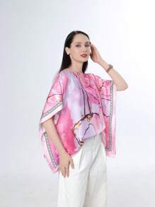 1 pieza Chal para mujer de longitud media con estampado floral