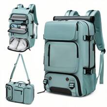 Latest 16 Inch Business Laptop Backpack, Travel Rucksack With Separate Shoe Bag, Outdoors Hiking Camping Backpack - Black - View 2