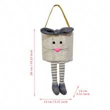 Easter Tote Bag, Cute Cartoon Rabbit Large Capacity Plush Basket Children Festival Present Bag - Light Grey - View 7