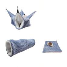 Sugar Glider Double-Layer Hammock Ferret Hideaway Tunnel House Pet Cushion Combo - Multicolor - View 20