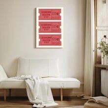 1pc Framed Canvas Poster Vintage Kissing Booth Tickets Wall Art Canvas Paintings Ideal Gift For Bedroom Living Room Corridor Wall Art Wall Decor Room Decoration,Ready To Hang