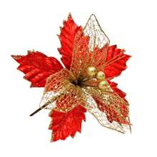 Christmas Tree Flowers Artificial Faux Flowers Decoration Christmas Tree Picks Ornaments - Red - View 9