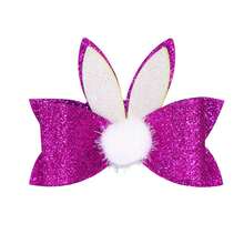 Easter Hair Clips For Girls Glitter Bunny Ears Chick Carrot Hair Clips Barrettes Toddler Easter Hair Accessories - Nơ tai thỏ màu đỏ hồng - Xem 1