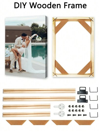 1 Pc DIY Wood Poster Frame Kit,Big Size Stretcher Wood Bars For Canvas,Wooden Frame For Posters,Oil Painting, Wall Art,Photos,Halloween, Thanksgiving, Christmas Decorations Gifts Birthday Graduation