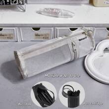 1 件全新网状两用化妆刷架，便携式拉链铅笔盒，简约大容量刷桶，适合旅行，波西米亚风情，适合度假海滩，浴室收藏，卧室收藏，大容量 - 彩色 - 查看 17