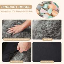 Bean Bag Chair,37" Faux Fur Bean Bag Sofa With Armrest,High-Density Foam Beanbag Chair,Lazy Sofa Bean Bag Couch,Floor Sofa For Apartment Dorm Office Home Gaming Reading Relaxing - Black - View 5