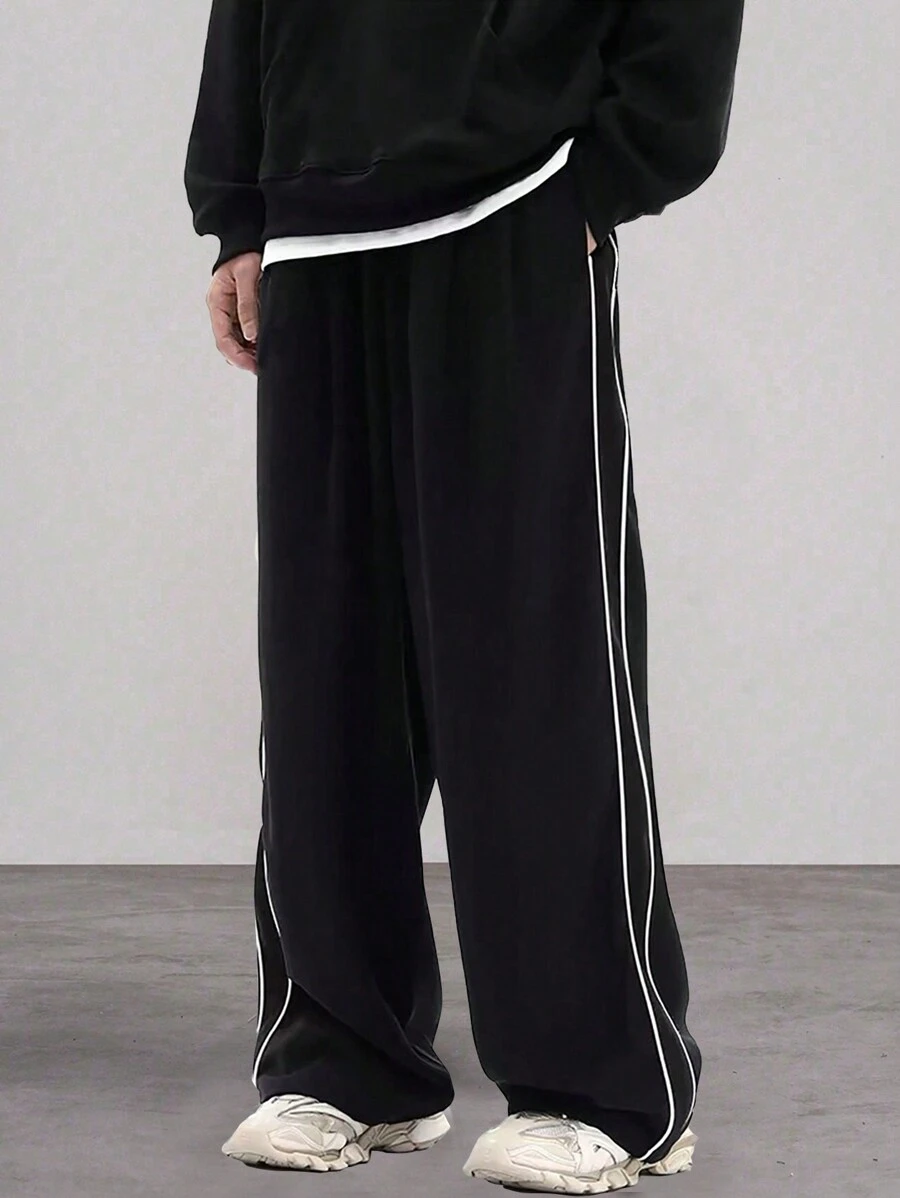 قطعة واحدة سراويل بتصميم بسيط وكاجوال للمراهق الصبي، موضة الشارع، خريف/شتاء