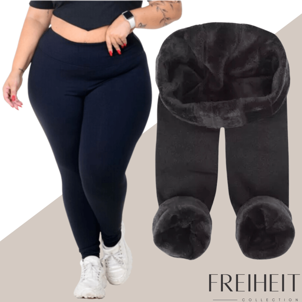 Calça Legging Flanelada Plus Size 42 a 54 Térmica Peluciada  Cintura Alta Leg Alta Compressão