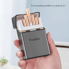1pc Custom Engraved Stainless Steel Metal Cigarette Case, Personalized Name Cigarette Box, Durable Groomsmen Gift For Men, Unique Customized Accessory - Multicolor - View 7